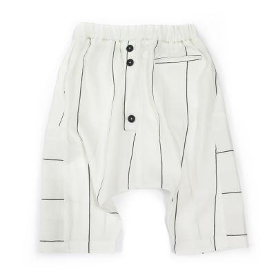 Baggy Shorts Pirone White Black Stripes by Anja Schwerbrock-4Y
