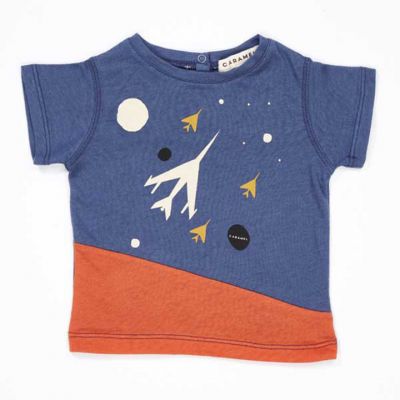 Baby T-Shirt Wisteria Navy Rocket Print by Caramel