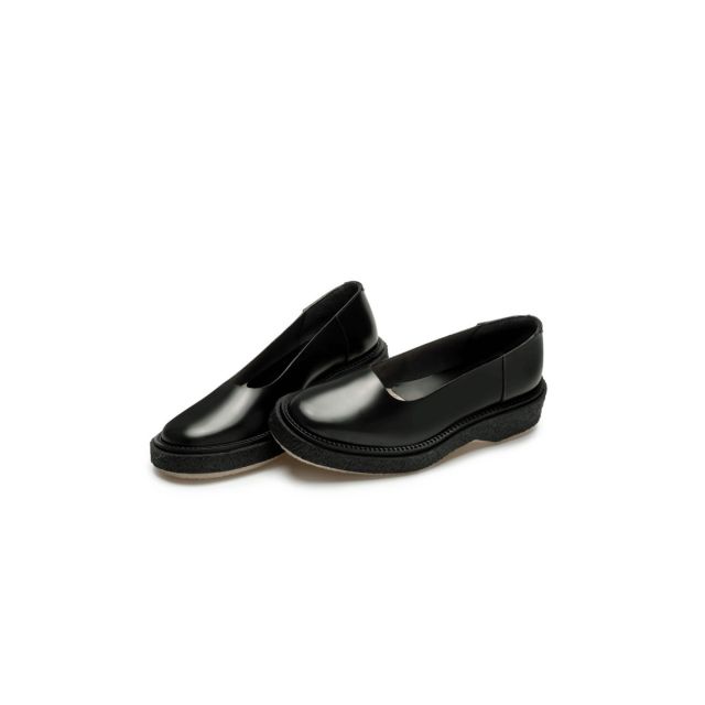 Low Cut Leather Loafers Black by Adieu