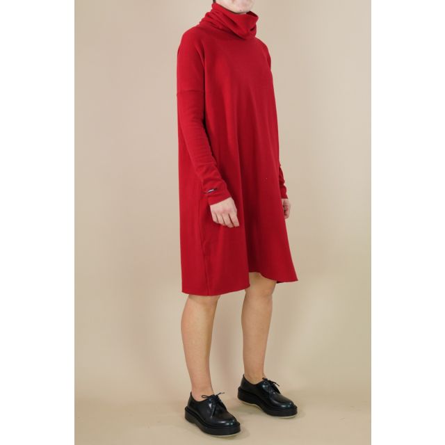 Oversized Turtleneck Soft Jersey Dress Red by Album di Famiglia