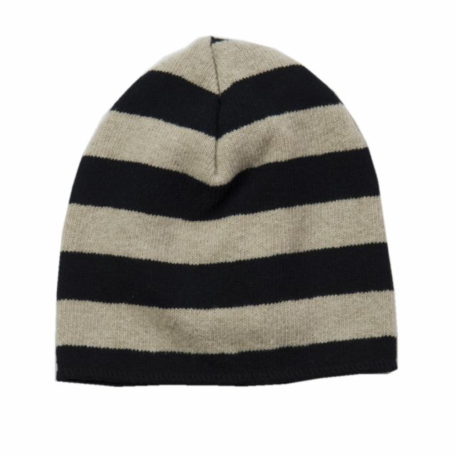 Soft Jersey Baby Beanie Natural/Black Striped by Babe & Tess