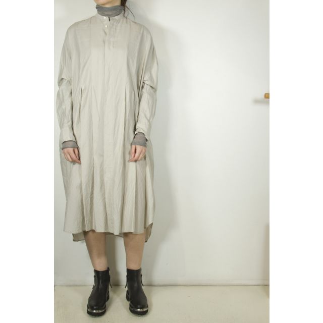 Wide Tuck Shirt Dress Snow Grey by Toujours