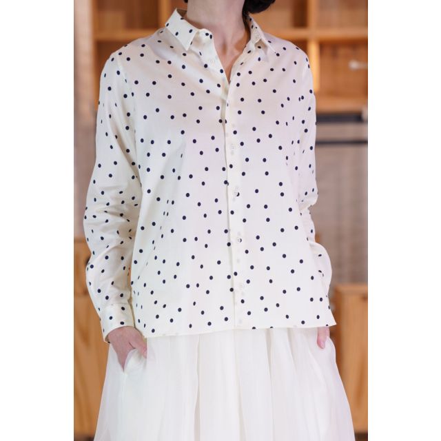 Shirt Billie Ivory Navy Dots by Ecole de Curiosites