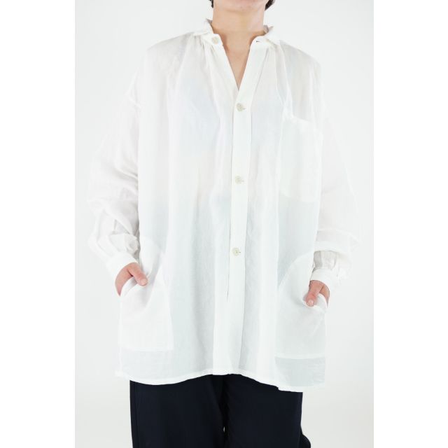 Linen Open Gather Over Blouse Off-White by Kaval