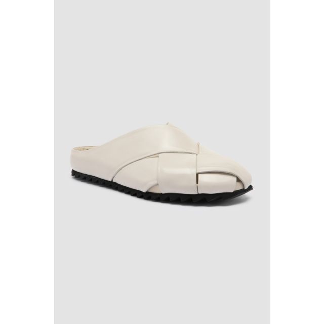 Pelagie 018 Leather Slide Sandals Burreto Nebbia by Officine Creative