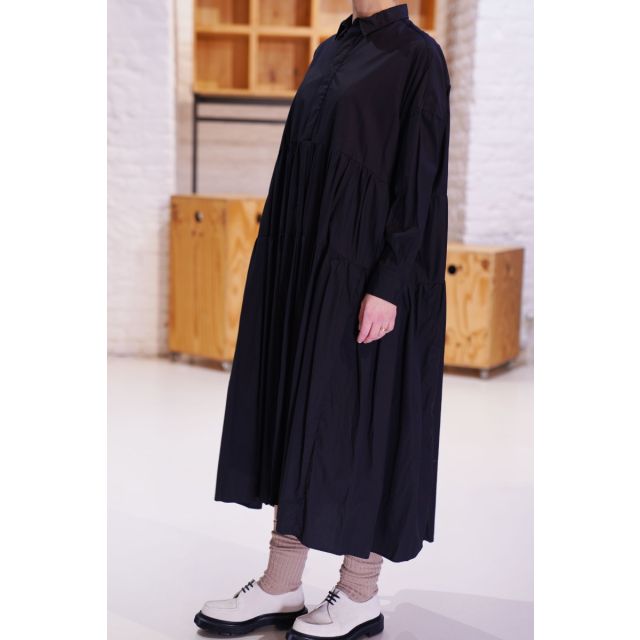 MM39CD03 Tiered Shirt Dress Black by Toujours