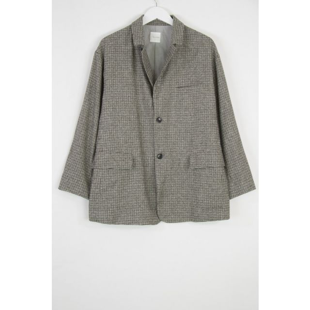 Wool and Silk Button Sack Jacket Check by Toujours