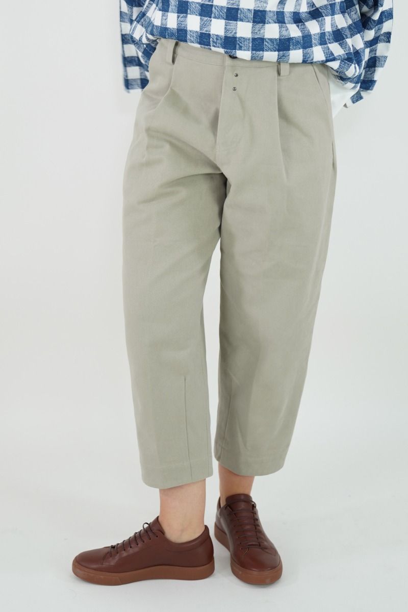 Stone Cotton Twill Trousers